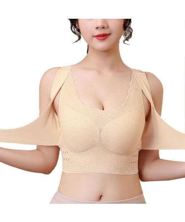 XWSM Dual Support Breast Correction Correct BH Adjustable compression Push Up Sport Bhs Bunsters side buckle Wirefree Pad For Women XXL/XX-Large Skin