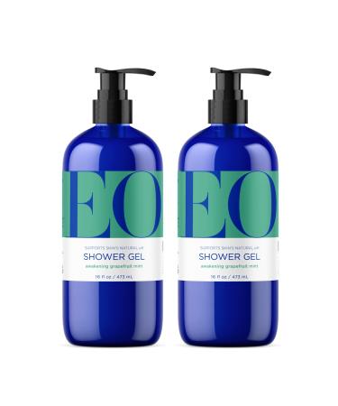 EO Shower Gel Body Wash 16 Ounce (Pack of 2) Grapefruit and Mint Organic Plant-Based Skin Conditioning Cleanser with Pure Essentials Oils