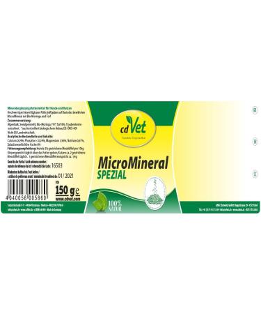 cdVet MicroMineral Dog & Cat 150g - Food Supplement for Pets with Minerals and Trace Elements such as Magnesium and Calcium as well as Vitamins - Buy Online on GoSupps.com