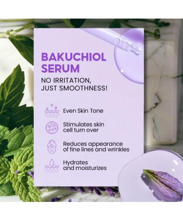 Bakuchiol Face Serum 100% Plant-Based Retinol Alternative | Anti-Aging Pore Refining Hydrating Serum for Fine Lines Wrinkles & Uneven Texture Vegan Organic Non-Greasy - Buy Online on GoSupps.com