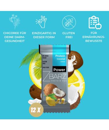 Zbarz Protein Bar - Vegetarian Sugar-Free Coconut Lemon (12 x 35g) | Gluten-Free Healthy Snack & Fitness Energy Bar - Buy Online on GoSupps.com