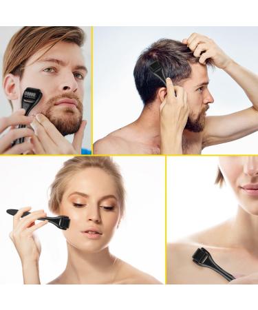 LOPHE Derma Roller 0.5mm Microneedle Derma Roller for Men and Women Professional Microneedling Derma Needling Micro Needle Roller Facial Wrinkles Hair Loss Stretch Marks Hair Regrowth Black head + black handle - Buy Online on GoSupps.com