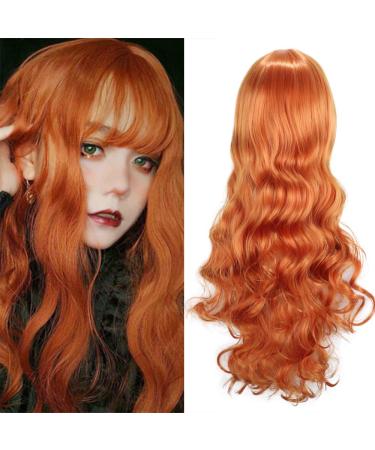ColorfulPanda Charming Long Orange Wavy Full Hair Wig Anime Cosplay Halloween Costume Party Synthetic Wigs for Women Ginger - Buy Online on GoSupps.com