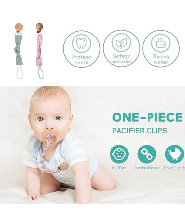 Personalized 2-Part Pacifier Chain for Boys & Girls | Cotton Baby Pacifier Clip | Customized Name | Green & Pink Design - Buy Online on GoSupps.com