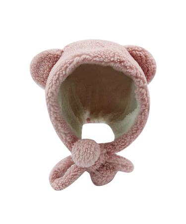 ANKOMINA Winter Cute Bear Ear Warm Hat Women Plush Earflap Beanie Hat Kids Girls Windproof Skull Cap Pink