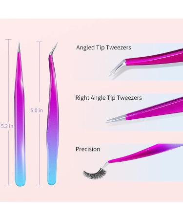 Rose Blue Lash & Precision Tweezers Set for Women and Men - Ideal for Eyebrow, Facial Hair, Beards, and Ingrown Hair Removal - Buy Online on GoSupps.com