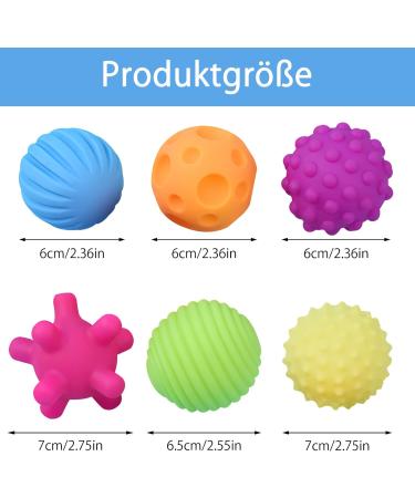 Daklunar 6-Piece Colorful Sensory Ball Set | Textured Baby Toys for 0-8 Months | Multi Ball Set for Sensory Development - Buy Online on GoSupps.com