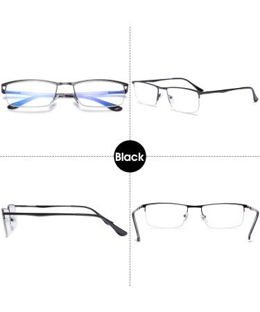 LANOMI Blue Light Filter Reading Glasses for Men - Rectangular Metal Half Frame 2.0 Diopters Strength Perfect for Computer Use - Buy Online on GoSupps.com