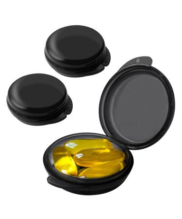 Small Pill Box (3 Pack), Daily Mini Pill Organizer Portable for Purse Pocket,Travel Pill Case Medicine Storage Container Earplug Case (Blcak) Black