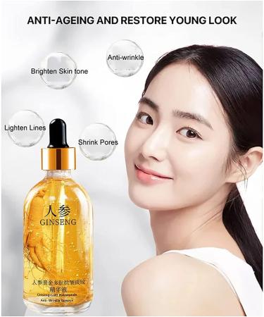 Ginseng Gold Polypeptide Anti-Ageing Essence Ginseng Serum-Ginseng Anti-Wrinkle Essence Ginseng Anti Ageing Serum For Tightening Sagging Skin Reduce Fine Lines (1PCS) - Buy Online on GoSupps.com