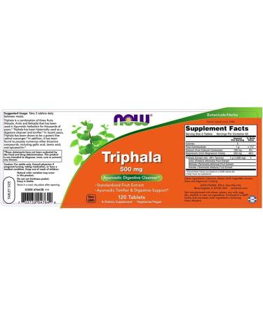 NOW Triphala 500mg 120 Tablets (2-Pack) - Organic Ayurvedic Herbal Supplement - Buy Online on GoSupps.com