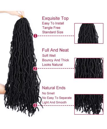 MEDO 7Packs New Faux Locs 24 Inch Crochet Hair Soft Locs Curly Wavy Pre-Looped Faux Locs Goddess Synthetic Fiber Hair Extensions - 24Inch 1B (Pack of 7) - Buy Online on GoSupps.com