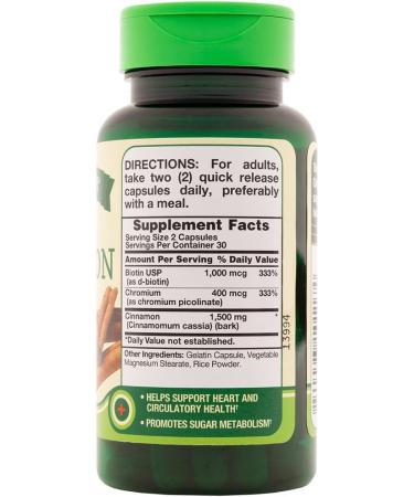 Nature's Truth Cinnamon, Biotin, Chromium Capsules - 60 Count - Buy Online on GoSupps.com