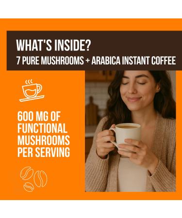 Perfect 7 Mushroom Coffee Made in Ontario CA | Organic Fruiting Body Lion s Mane Reishi Cordyceps Chaga Turkey Tail | Low-Acid Premium Colombian Arabica Instant Medium Roast 50 Servings Perfect 7 50 Servings (  - Buy Online on GoSupps.com