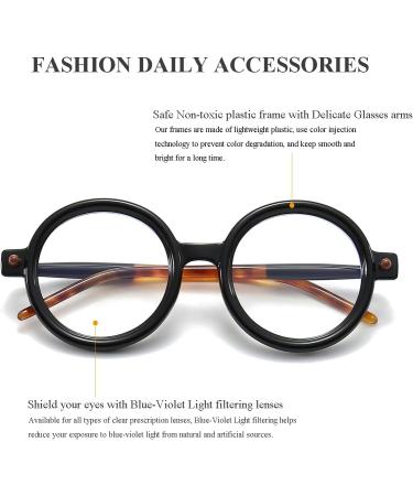 Shop Gleyemor Retro Round Blue Light Glasses - Stylish Vintage Circle Eyeglasses for Men & Women - Black & Tortoise - Perfect for Cosplay & Costume - Buy Online on GoSupps.com