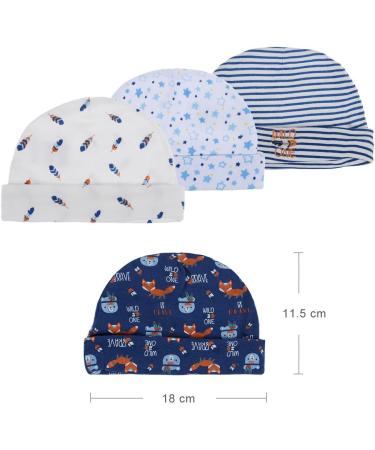 Lictin Newborn Baby Caps Mittens - 100% Cotton 4pcs Hats & 4 Pairs Scratch Gloves for Baby Girl 0-6 Months (Pink/Blue) - Buy Online on GoSupps.com