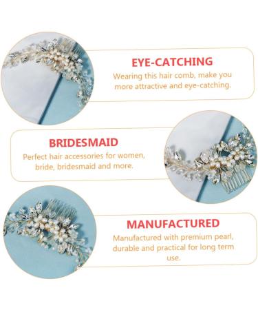Didiseaon 1pc Pearl Comb Pearl Wedding Comb Gold Hair Ties Bride Hair Comb Bridal Headpiece Crystal Hair Clips Sparking Handmade Comb Barrette Gold Tiara Women's Manual Accessories - Buy Online on GoSupps.com