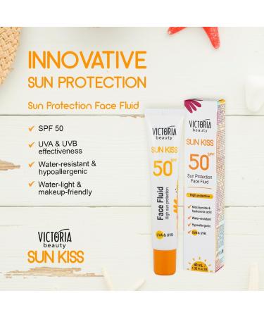 Victoria Beauty Sun Kiss SPF 50 Sunscreen for Face - Face Suncream and Facial Moisturiser with Niacinamide Hyaluronic Acid and Green Tea 40ml - Buy Online on GoSupps.com