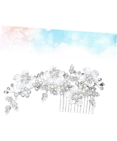Angoily Tiara Wedding Hair Comb Wedding Headpiece Flower Leaf Hair Comb Pearl Diamond Hair Comb Bridal Headdress Bridal Hair Comb Mosaic Alloy Bride - Buy Online on GoSupps.com