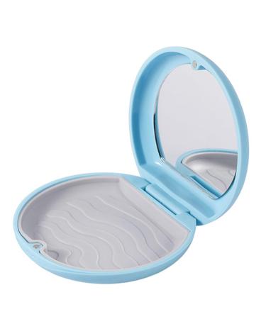 Orthodontic Box Retainer Case Aligner Case Denture Boxes Denture Storage Container Orthodontic Round Retainer Box (Blue+Mirror)