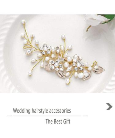 KINDOYO Bride Hair Headbands Accessories - Wedding Flower Headband Bridal Bridesmaid Hair Pieces Hair Clip Pearl Rhinestone Hair Vine for Women and Girls - Rose Gold - Buy Online on GoSupps.com