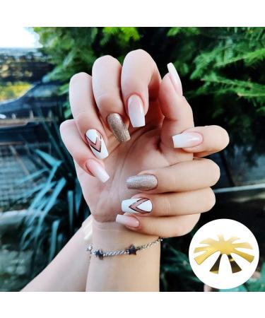 Easy French Smile Cut Line Edge Nail Cutter Acrylic Easy French Smile Cut V Line Tips Manicure Edge Trimmer Almond Shape Pro 9 Size Nail Art Template Tool (3Pcs - All) - Buy Online on GoSupps.com