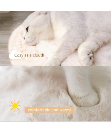 SHENGOCASE 835 Faux Rabbit Fur Cat Dog Bed Cushion | Round Rectangular Oval Shape | Replacement Pad for Cat Tree Tower, Window Perch, Carrier House | 11.8 Diameter - Buy Online on GoSupps.com