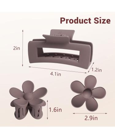 Hair Claw Clips Large 6 Packs - Square Flower Hair Clips for Women - Matte 4.1 Inch - 3 Mixed Colors - Ideal for Thick and Thin Hair - Buy Online on GoSupps.com