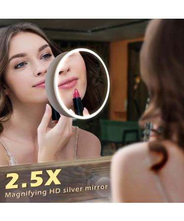 GANPE LED Makeup Mirror with Lights | 3 Color Modes | Touch Control | 2.5X Magnifying | Portable Rechargeable | White - Buy Online on GoSupps.com