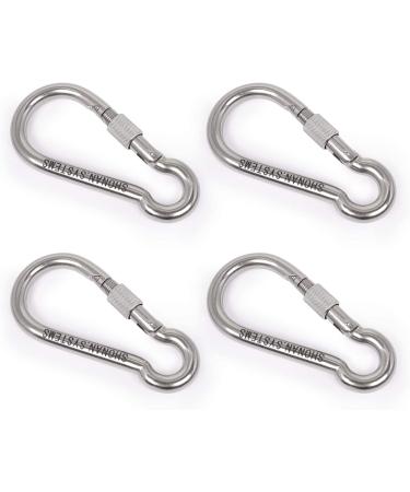SHONAN 3.1 Inch Large Locking Carabiner 4 Pack - Heavy Duty Stainless Steel - 400 lbs Capacity - for Home Gym, Outdoor Camping - Screw Locking Type - Buy Online on GoSupps.com