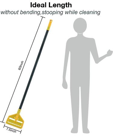 60 inch Metal Commercial Mop Handle - Heavy Duty Side Gate Holder for Floor Cleaning - Quick Change Wet Mop Clamp - Buy Online on GoSupps.com