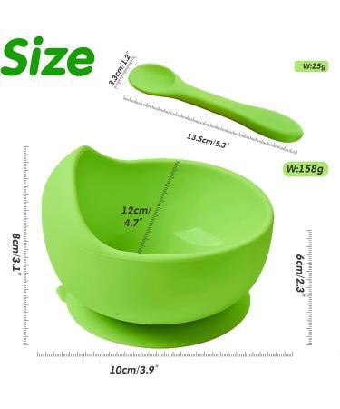 Hoseay Baby Feeding Bowls and Spoons Set | BPA-Free Silicone Toddler Weaning Kit with Suction Bowl | Easy Clean Children Tableware for Boys and Girls | Microwave & Dishwasher Safe - Green - Buy Online on GoSupps.com