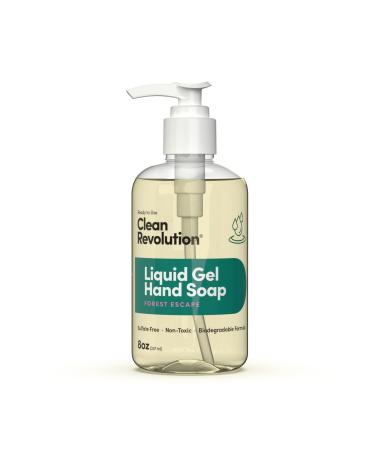 Clean Revolution Liquid Gel Hand Soap Silky Rich Liquid Quick Lather Fast Rinsing Contains Real Essential Oils (Forest Escape) 8 Fl Oz (Pack of 6)