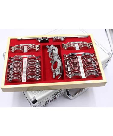 104 Piece Optical Trial Lens Frame Set Eye Test Glasses Optometry Optical Lens Set Metal Rim Aluminum Optical Trial Eye Optometry Lens Kit Case for Eye Hospital Vision Test