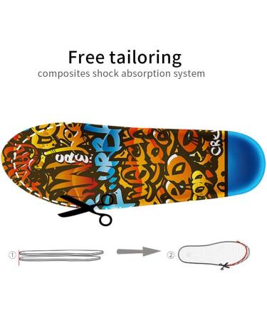 Senthmetic Natural Cork Insoles - Graffiti Style, High Arch Support Orthotics for Flat Feet, Pronation, and Foot Pain Relief - Free Tailoring Included - Buy Online on GoSupps.com