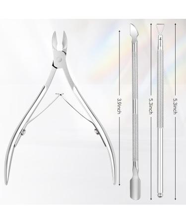 Aokitec Cuticle Trimmer with Cuticle Pusher 5 Pieces Professional Stainless Steel Pedicure Manicure Tools Kit with Triangle Nail Polish Scraper Cuticle Nipper Nail Dust Brush for Fingernails & - Buy Online on GoSupps.com