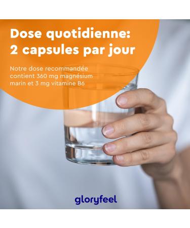 Marine Magnesium and Vitamin B6 Effectively Fights Fatigue 360 mg/day 180 Capsules of Plant Origin 3 Month Cure Laboratory Tested No Additives - Buy Online on GoSupps.com