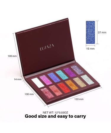 LUXAZA Holographic Glitter Eyeshadow Palette - Metallic Festival Style | Ultra Pigmented Shimmer | Waterproof & Long Lasting Eye Shadows - Colorful Glitter Makeup Kit - Buy Online on GoSupps.com