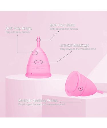 LESEN Menstrual Cup Set - 4 Reusable Period Cups in Blue and Pink - Soft Medical-Grade Silicone - Sterilizer Period Kit Included - Buy Online on GoSupps.com