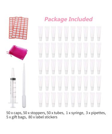 50pcs 10ml Lip Gloss Tubes - Empty Cosmetic Containers for Lip Balm with Free Syringe and Labels - Buy Online on GoSupps.com