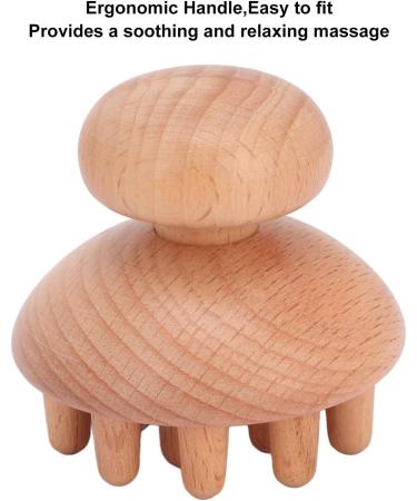 Jonlaki Wood Mushroom Massager - Portable Manual Massage Device for Head Waist Stomach & Thighs | Boost Blood Circulation & Clear Meridians | International Shipping Available - Buy Online on GoSupps.com