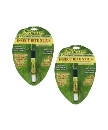 ECOLEAF Natural Insect Bite Stick 2 Pack | Made in the USA with Organic Plant Extracts | Symptomatic Relief from Pain Itching Burning Swelling | Great for Bites from Mosquitos Spiders Chiggers Ants 2 Count (Pack of 1)