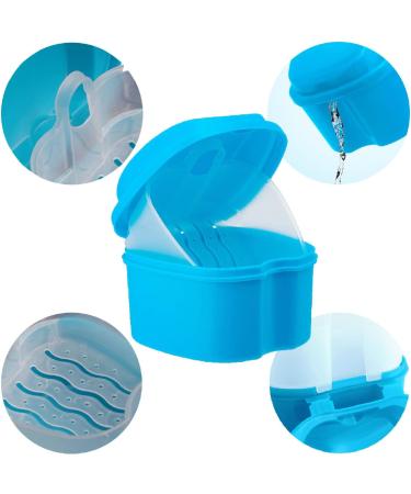 Portable Prosthesis Brush Set - Travel-Friendly Cleaner & Storage Box for Braces & Dentures (Blue) - Buy Online on GoSupps.com