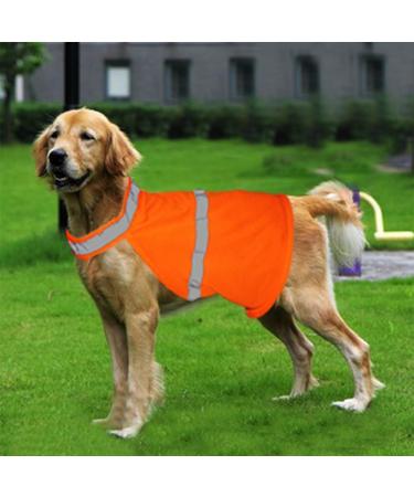 Reflective Safety Vest for Dogs | Adjustable Fluorescent Orange Warning Vest with Velcro Fastener - Enhanced Night Safety - Buy Online on GoSupps.com