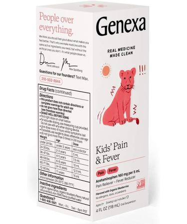 Genexa Kids' Organic Blueberry Acetaminophen Pain & Fever Relief - 4oz - Ages 2-11 | 160mg per 5mL - Buy Online on GoSupps.com