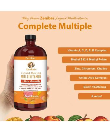 Zeniber MaayRuth Multivitamins Hair Growth| Liquid Multivitamin for Hair Growth | Biotin 10000mcg | Hair & Skin Support Supplement | Clinically Tested for Thicker Hair 15.22Fl Oz - Buy Online on GoSupps.com