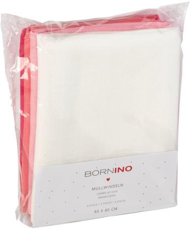 Bornino Mullwindeln Pink - 4-Pack Molton Towels 80x80cm | Pure Cotton Baby Blankets in Pink Tones - Buy Online on GoSupps.com