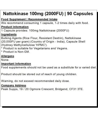 Nattokinase 100mg (2000FU) Capsules - Natto - Soybean (90 Capsules) 90 count (Pack of 1) - Buy Online on GoSupps.com