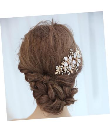 Beaupretty Gold Hair Accessories Flowers wedding hair Bridal Side Wedding Headpiece Leaf Headpiece Rhinestones Hair bridal hair gold flower Wedding wedding flowers prom bride metal Comb - Buy Online on GoSupps.com