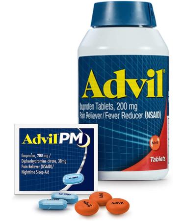 Advil Pain Reliever and Fever Reducer, Ibuprofen 200mg for Pain Relief - 300 Count, Advil PM Pain Reliever and Nighttime Sleep Aid, Ibuprofen for Pain Relief and Diphenhydramine Citrate - 2 Count